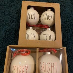 Set of Two Rae Dunn Medium Christmas Ornaments - 6pcs In Box